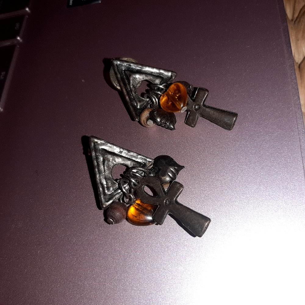 2" ANKH BOHO DANGLE EARRINGS - Picture 3 of 6